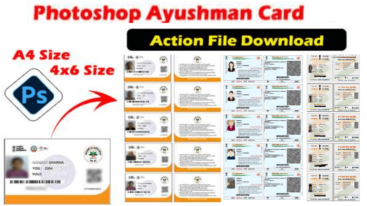 Download All Action File photoshop e shram card, aadhar card ALL FREE
