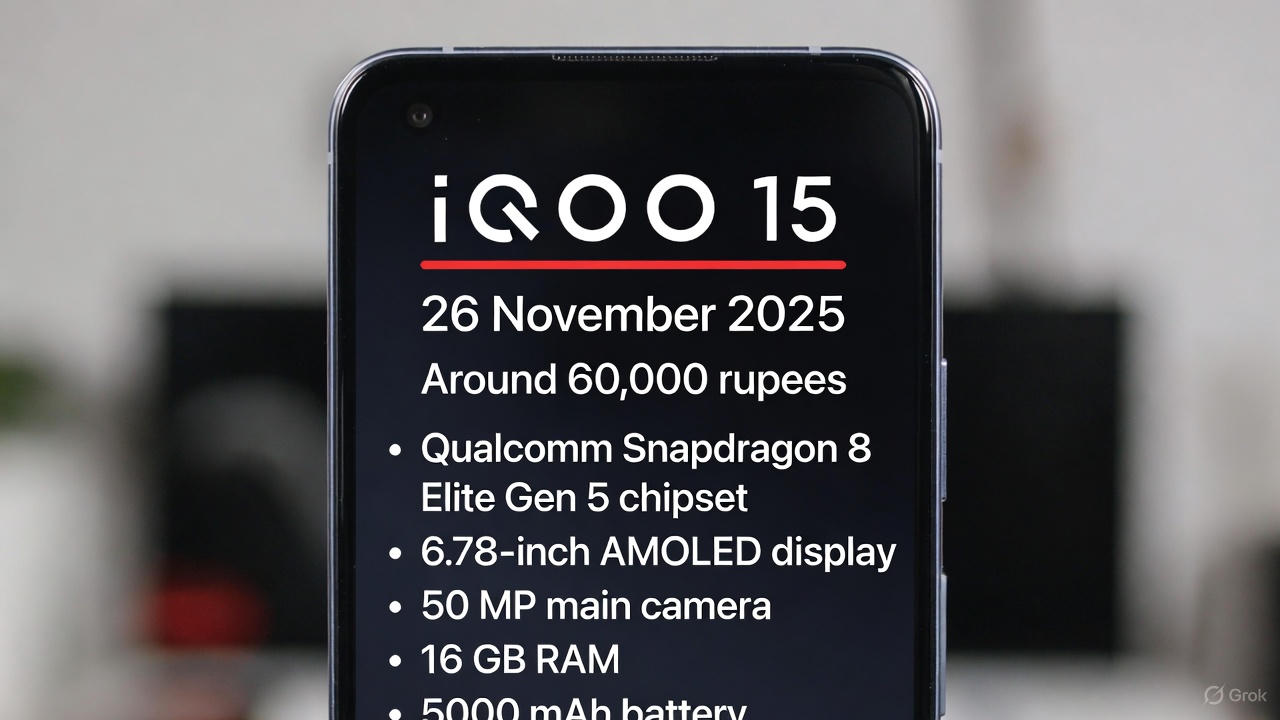 iQOO 15 भारत में लॉन्च से पहले कीमत का खुलासा: 26 नवंबर को Snapdragon 8 Elite वाला फ्लैगशिप